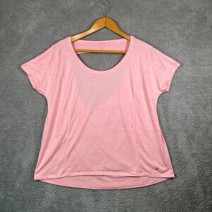 Xersion Short Sleeve Cut Out Back Active Tee Blouse Top Pink Plus Size XXL Women